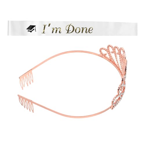BESTYASH 1satz Graduationskrone Mit Schärpe Set Elegante Rosegold Krone Und Satin-schärpe Für Abschlussfeiern Komfortabel Und Langlebig Perfektes Accessoire Für Besondere Anlässe von BESTYASH
