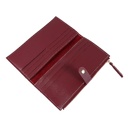 BESTYASH 1 Stück Damen Geldbörse mit Mehreren Kartenfächern Lange Clutch im Eleganten Design für Alltag Reisen und Bürogebrauch Hochwertiges PU Material Weinrot Dreifach für von BESTYASH
