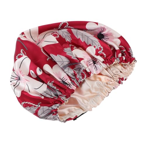 BESTYASH 1 Stück Doppelschichtige Satin Schlafhaube für Damen Verstellbare Haarkappe zum Schlafen für Locken Lange Haare und Zöpfe Schützend und Stylisch für Sauberes Kopfkissen von BESTYASH