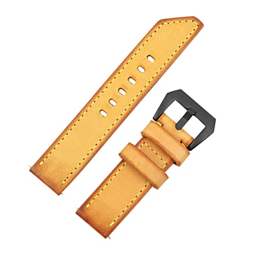 BESTYASH 1 Stück Gelbes Uhrenarmband Rindsleder Handgefertigtes Langlebiges Armband mit Schnellverschluss Passend für Herren und Damen für von BESTYASH
