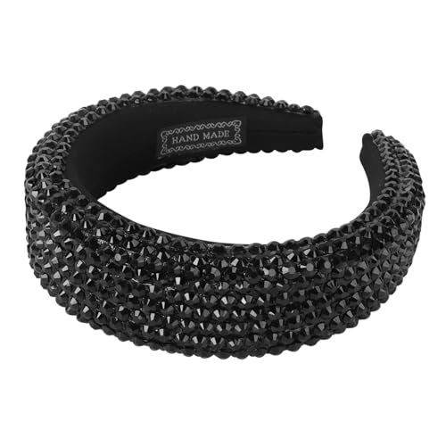 BESTYASH 1 Stück Haarschmuck aus Strass barockes haarband mit strasssteinen Perlen elegant Hochzeitshaar schickes Stirnband Brautaccessoire Retro-Haarband Schwamm Black von BESTYASH
