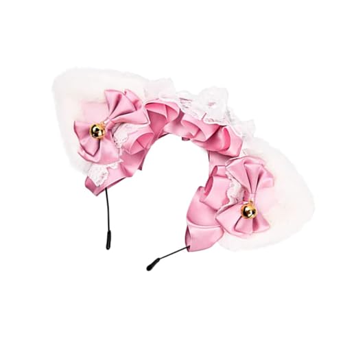 BESTYASH 1stück Katzenohren Haarreif Mit Glocken Niedlicher Weicher Plüsch Haarband Für Damen Für Cosplay Kostümpartys Und Halloween Mit Spitzen Und Lacy-details von BESTYASH