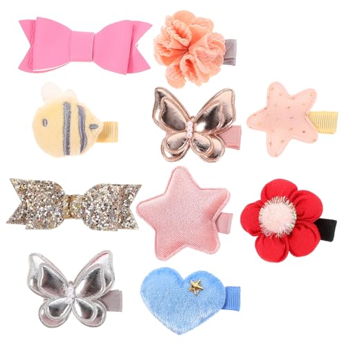 BESTYASH 10stücke Haarspange Für Mädchen Mit Blumen Und Schleifen-dekor Süße Haarspangen Für Kleinkinder Schmetterlingsmotiv Floral-haarspange Leicht Zu Tragen von BESTYASH