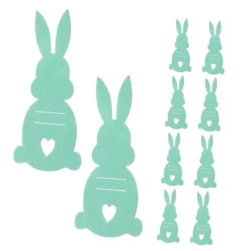 BESTYASH 10 Stück Hasenwechselhalter Hasen-Besteckhaltertasche Hasen-Geschirrtaschen Ostergeschirrbeutel Bestecktasche Ostern Osterhasen-Besteckhalter Hasenbesteckhalter Tuch Light Green von BESTYASH