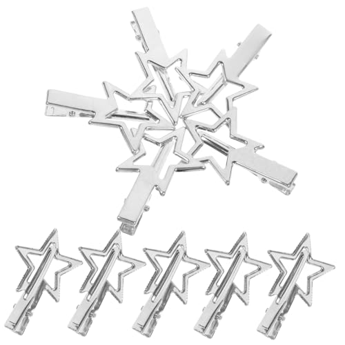 BESTYASH 10 Stück Metal -Sternhaarpins silberne Haarspangen Sterne Trendy Mädchen Jay Und Star Snap Haarspangen Stern Haarnadeln Haarspangen für Frauen Haarspange für Frauen Zinklegierung von BESTYASH