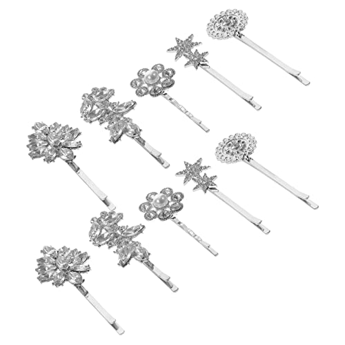 BESTYASH 10 Stück Perlen-Haarspangen-Set Haarspange Strass Stifte Bling Haarnadeln Mädchen Jumbo Bobby haarschmuck dekorative Haarspangen Vintage Hair Accessoires Legierung Silber von BESTYASH