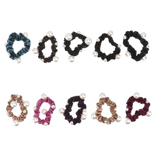 BESTYASH 10stücke Flanell Haargummi Mit Perlen Elastisches Haargummi Für Damen Und Mädchen Als Pferdeschwanzhalter Haarseil Für Haarschmuck Gemischte Farben von BESTYASH