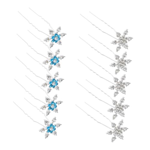 BESTYASH 10 Stück Teiliges Glitzernde Schneeflocken-haarspangen U-förmige Haarnadeln mit Funkelnden Blumenakzenten Festlicher Haarschmuck für Frauen Braut Hochzeit Brautjungfern und von BESTYASH