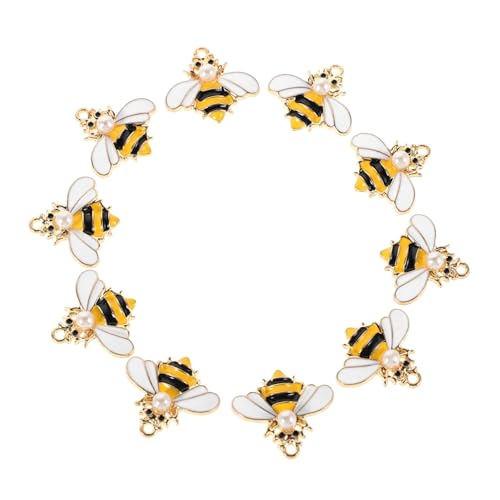 BESTYASH 10 Stück Teiliges Legierungs bienen charms mit Künstlicher Perle Langlebige DIY Schmuckanhänger für Ohrringe Armbänder Halsketten und Schlüsselanhänger Handgefertigte Zubehör für von BESTYASH