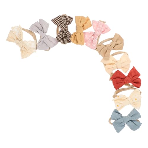 BESTYASH 10 Stück Teiliges Mädchen Stirnband aus Baumwolle Weiche Neugeborenen Haarbänder mit Handgefertigter Schleife und Gepunktetem Muster Elastische Kopfbedeckung für Junge Mädchen und von BESTYASH