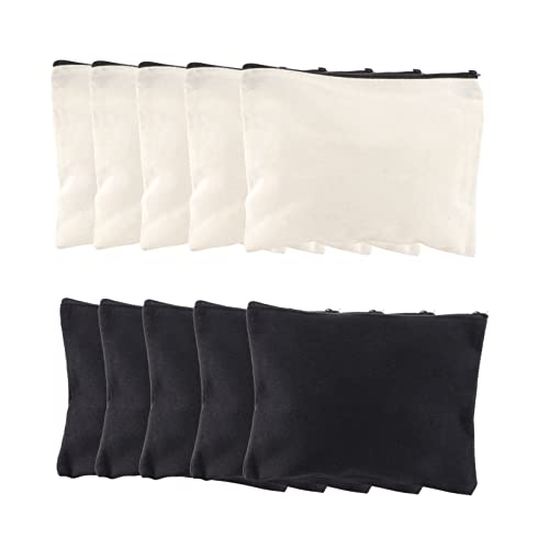 BESTYASH 10 Stück Teiliges Tragbare Baumwolltaschen mit Reißverschluss Multifunktionale Aufbewahrungstasche aus Canvas für Kosmetik Stifte Reise und Schule Handliche Wasch und Organizer von BESTYASH