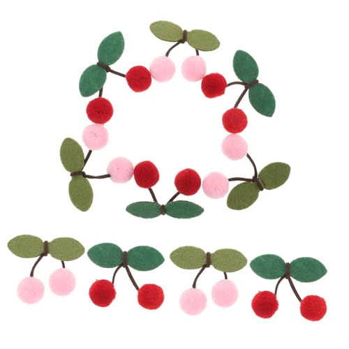 BESTYASH 10 Stück Teiliges Weiche Plüsch Kirsch Applikationen mit Roten und Pinken Pompons Bestickte Aufnäher für DIY Haarschmuck Vielseitige Haarclips und Bekleidungszubehör von BESTYASH