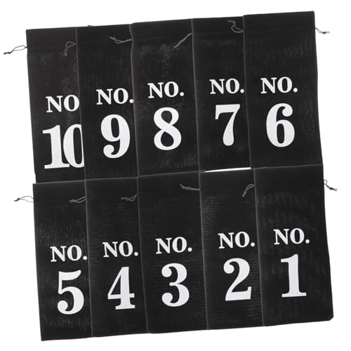 BESTYASH 10 Stück Weinflaschenbeutel Set Taschen Flaschenträger Verpackungsbeutel für Weinflaschen Kordelstring Packsäcke Party geschenktüten kleine Sackleinen Kordelbeutel Leinen- Schwarz von BESTYASH