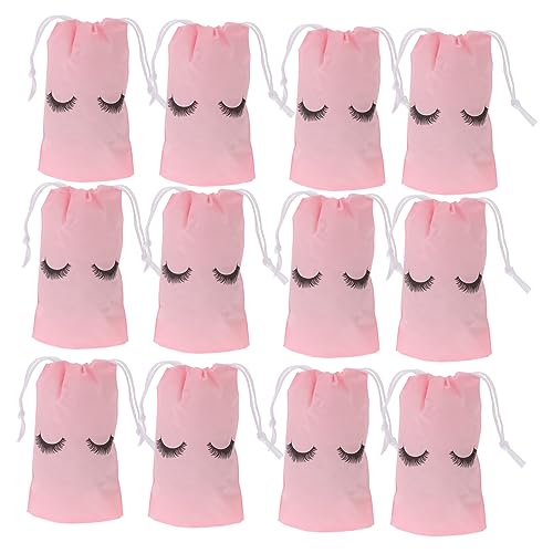 BESTYASH 100 Stück Teiliges Makeup Organizer Rosa Drawstring Bags mit Wimpern Design Praktische Aufbewahrungstaschen für Kosmetik Vielseitig Einsetzbar für Reisen Schule und Alltag von BESTYASH