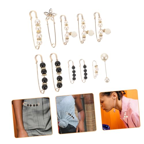 BESTYASH 11 Stück Teiliges Perlen broschen Sicherheitsnadeln für Damen Modische Taillen straffungsclips aus Legierung Vielseitige Kleidungs Schalhalter Langlebig und Elegant für Hosenbund von BESTYASH