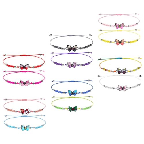 BESTYASH 12 Stück Kristallperlenarmband Kinderarmband für Mädchen Armband Mädchen Armband Schmetterlingsarmbänder süße Kinderarmbänder Kinderschmuck Armbänder für Jungen Polymer-Ton von BESTYASH