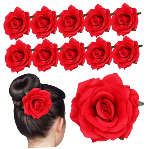 BESTYASH 12stücke Rosen Haarspangen Blumen Haarschmuck Frauen Blumen Kopfschmuck Realistische Barrettes Haar Dekore Hochzeit Blume Haar Nadeln von BESTYASH