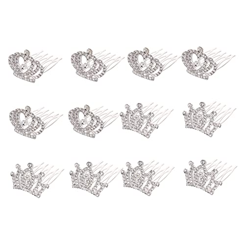 BESTYASH 12 Stück Teiliges Haarreif mit Haarkamm und Strass Krone Zarte Haarschmuck Accessoires für Mädchen für Kindergeburtstag Fotoshooting und Partydeko von BESTYASH