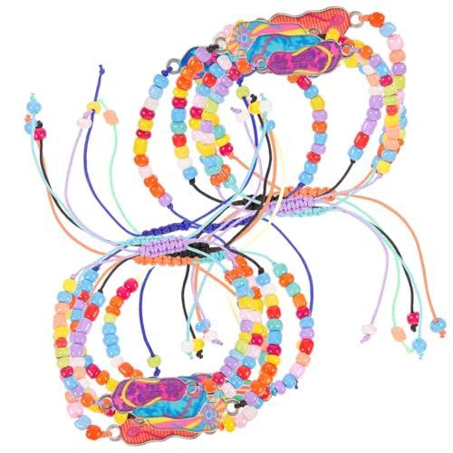 BESTYASH 12 Stück Teiliges Hawaii design Perlenarmband mit Flip flops Muster Ölgetropft Geflochtenes Verstellbares Schmuckstück für Damen und Herren Modisches Kompaktes Armband für von BESTYASH