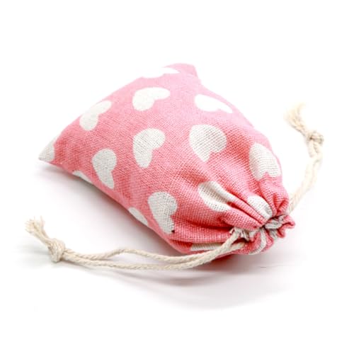 BESTYASH 15stücke Stoffbeutel Mit Kordelzug Bedruckt Mit Rosafarbenen Herzen Kleine Aufbewahrungstaschen Geschenktaschen Aus Baumwolle Tragbar Für Schüler Und Tägliche Nutzung von BESTYASH