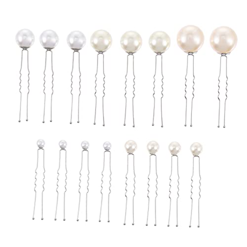 BESTYASH 16Stücke Teiliges U Förmige Perlen Haarnadeln für Eleganter Haarschmuck für Hochzeiten und Besondere Anlässe Langlebig und Leicht für Brautjungfern und Damen von BESTYASH