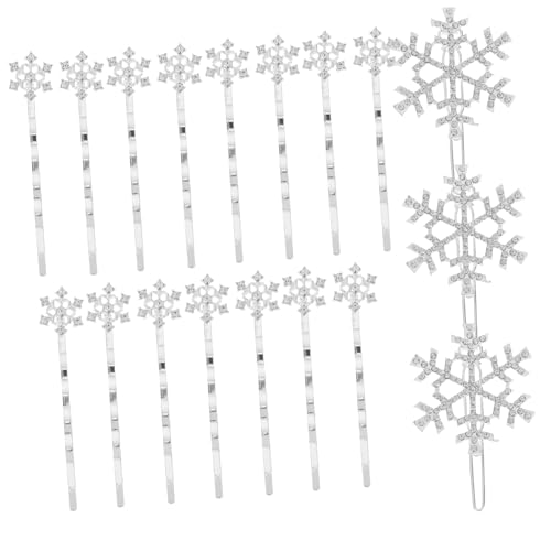 BESTYASH 18 Stück Teiliges Schneeflocken Haarschmuck Set mit Strass Haarklammern aus Festliche Haarspangen für Damen Geeignet für Geburtstags und Weihnachtsfeiern von BESTYASH