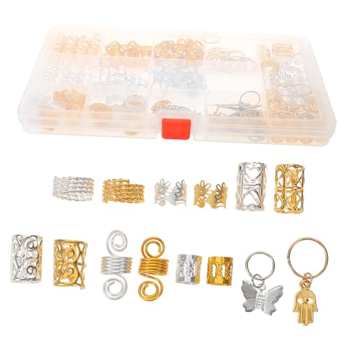 BESTYASH 185stücke Haarflechtringe Aus Zinklegierung Dreadperlen Für Zöpfe Haaraccessoires Haarschmuck Zopfaccessoires Dreadlock-accessoires Haarflechtschmuck von BESTYASH