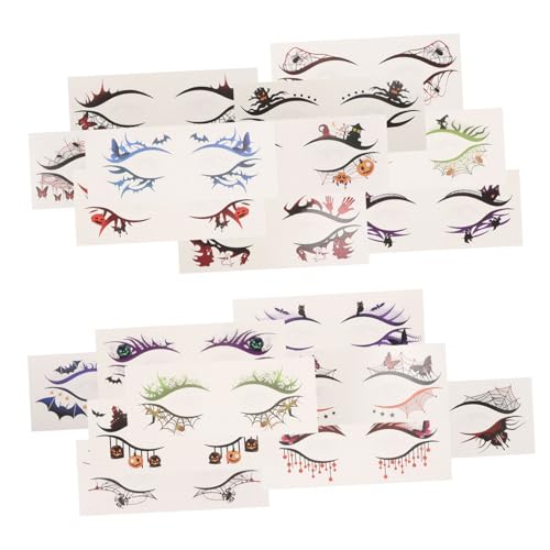 BESTYASH 19 Stück Teiliges Halloween Augen-make-up Tattoo Bunte Eyeliner Sticker mit Spinnennetz Kürbis Schädel Motiven Sanft Entfernbar Hautfreundlich für Party Cosplay von BESTYASH