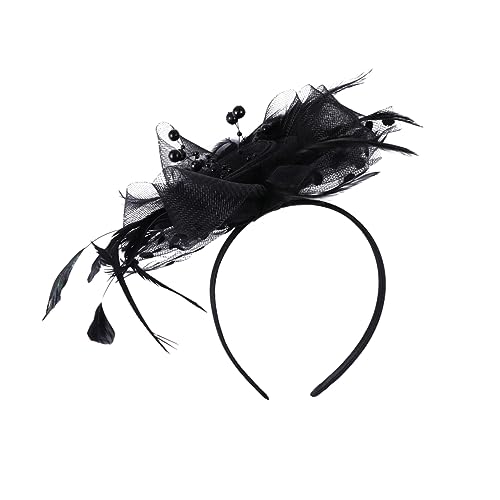 BESTYASH Haarschmuck Party-kopfschmuck Haarband Vintage Stil Haarspange Für Hochzeit Kopfschmuck Federkopfschmuck Federhaarband Schwarz von BESTYASH