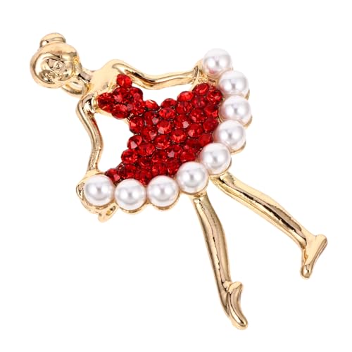 BESTYASH 1Stk Mädchen Brosche modeschmuck trachtenbrosche Accessoire Brosche Kleidung Brosche Frauen Strasssteine Bodys Strass-Balletttänzerin-Brosche Zinklegungsbrosche Zinklegierung rot von BESTYASH