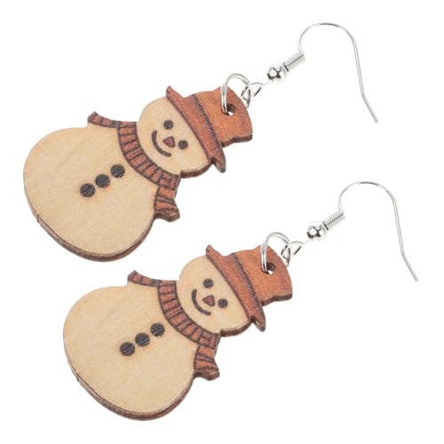 BESTYASH 1paar Holz-schneemann Ohrringe Weihnachtsmotiv Süße Schneemann Hänger Für Frauen Festliche Deko Für Weihnachten Und Winterfeiern Handgefertigte Schmuckstücke von BESTYASH