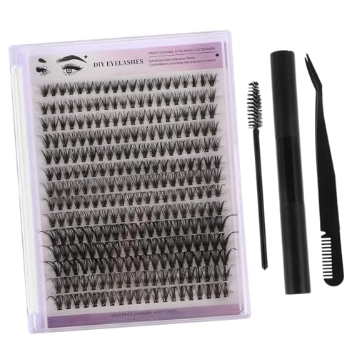 BESTYASH Wimpernverlängerung Mit Wimpernbüscheln Wimpernkleber Und Entferner Diy-wimpernset Für Selbstanwendung Make-up Schwarz von BESTYASH