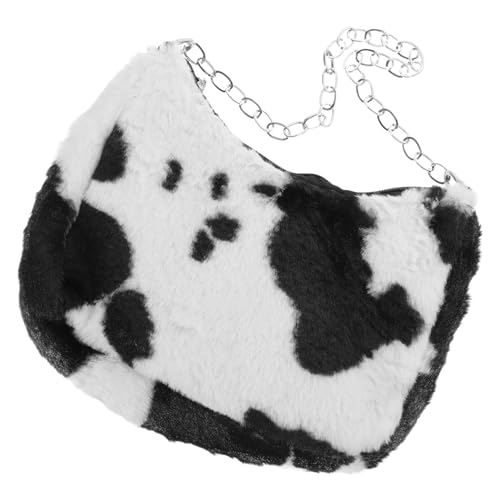 BESTYASH Kuh Bedruckte Achseltasche Für Damen Plüsch Schultertasche Leicht Und Geräumig Für Alltag Und Shopping von BESTYASH
