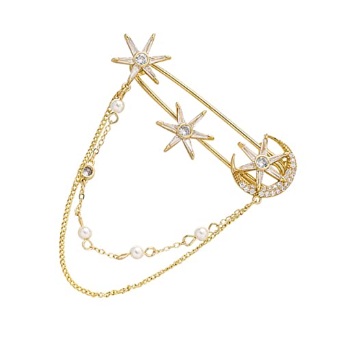 BESTYASH 1stück Kreative Star Brosche Mit Kette Stilvolle Anstecknadel Für Damen Und Herren Dekoration Für Kleidung Und Accessoires Zirkonstein-brosche Vergoldet von BESTYASH