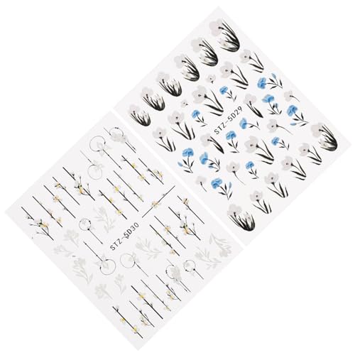 BESTYASH 2 Blätter Nagelsticker Relief Selbstklebend Nail Art Aufkleber für Nageldesigns Dekorative Sticker für Hochzeiten Partys und Handys Einfache Anwendung für Moderne von BESTYASH
