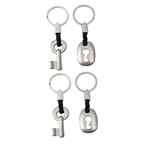 BESTYASH 2 Paar Paar Schlüsselanhänger Autoschlüssel Plüsch Schlüsselanhänger Auto Schlüsselanhänger Schild Rucksackschlüsselketten Halter Männer Tasche Schlüsselanhänger Silver Metall von BESTYASH