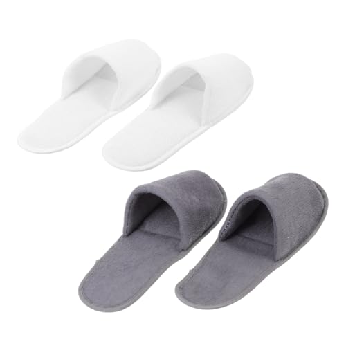 BESTYASH 2 Paare Faltbare Leichte Hausschuhe mit Rutschfester Sohle Unisex Reise und Hotelslipper Weiche Kompakte Pantoffeln für Damen und Herren und Weiß von BESTYASH