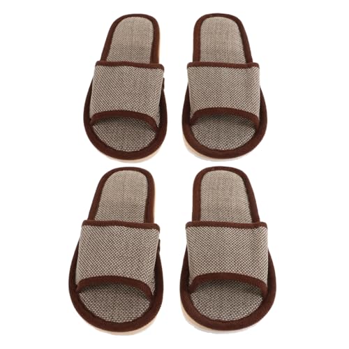 BESTYASH 2 Paare Leinen Hausschuhe Damen Herren Sommer Baumwolle Leinen Slippers mit Rutschfester EVA Sohle für Hotel und Zuhause Leicht Atmungsaktiv Offen Empfohlen für Schuhgröße von BESTYASH