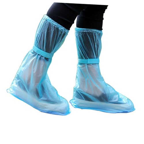 BESTYASH 2 Paare wasserdichte rutschfeste Schuhüberzieher mit Schaft Praktische Überschuhe aus Transparentem PVC für Outdoor XL Blau Wiederverwendbar und Robust von BESTYASH