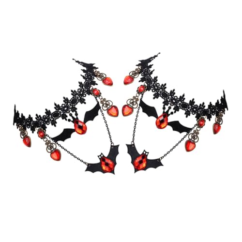 BESTYASH 2 STÜCK Goth Fledermaus Halskette Retro Choker Hautfreundlich Vielseitig für Halloween Vampirkostüme Goth Events und Alltagsmode von BESTYASH