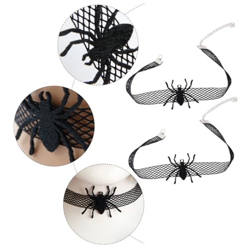 BESTYASH 2 STÜCK Gothic Spinnen Halskette Schwarz Spitze Stretch Choker Halloween Kostüm Schmuck Damen und Mädchen BESTYASH 2 STÜCK Gothic Spinnen Halskette Schwarz Spitze Stretch Choker Halloween Kostüm Schmuck Damen und Mädchen von BESTYASH
