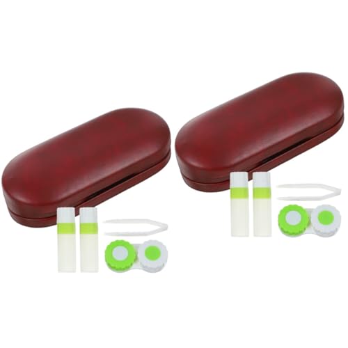 BESTYASH 2 Sätze Brillenetui Fall Brillentrage-Organizer Gläser Objektive Brillenbehälter tragbare Glasvitrine Brillenhalter Hartschalenetui für Brillen feines Vlies rot von BESTYASH