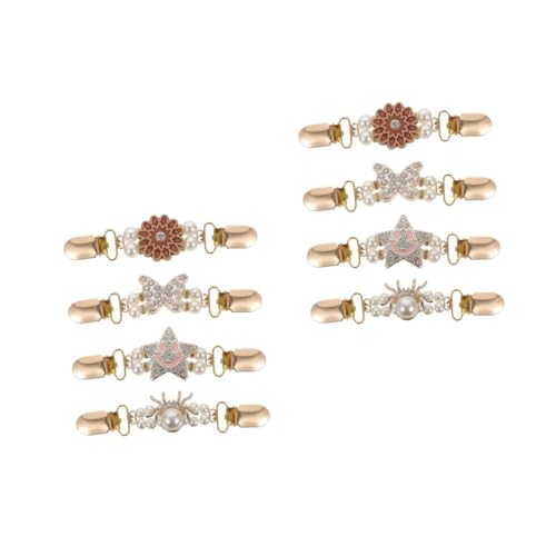 BESTYASH 2 Sätze Pullover-clip Retro Broschennadeln Aus Kunstperlen Schnallen Strasssteine Gestell Haar Spangen Haarclips Wascheklemmer Pullover-brosche Broschenclip Legierung 4 Stück * 2 von BESTYASH