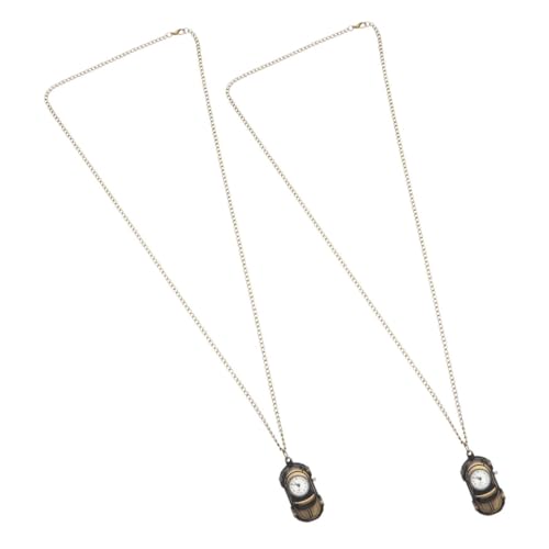 BESTYASH 2stücke Autoform Taschenuhr Elegante Dekorative Brosche Für Damen Stilvolle Clip-Uhr Für Studenten Und Berufstätige Retro-Design Mit Kette Perfektes Für Jeden Anlass von BESTYASH