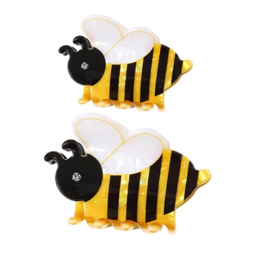 BESTYASH 2 Stück Biene Haarnadel Klauenclip aus Acetat Mini-Haarklammern Haarfang Clip Pferdeschwanz-Halter-Clips Pferdeschwanzhalterklemme Haarschmuck für Frauen Dutt Haarklaue PVC Gelb von BESTYASH