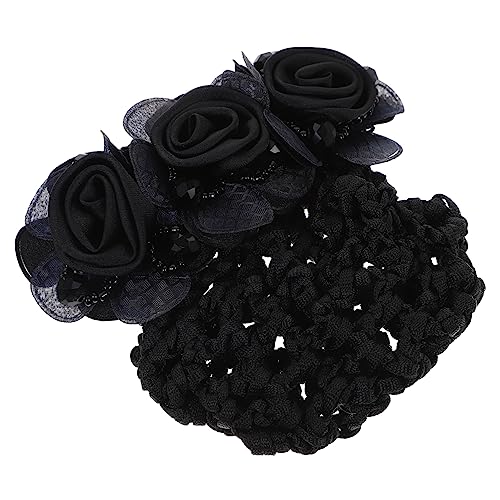 BESTYASH 2 Stück Blumennetz Kopf Blume Haare Clip Gebäck Haarspangen für Damen feines Haar Haarbrötchen Seide Netze Brötchen -Cover für Frauenhaare Haarbodenhalter Metall Schwarz von BESTYASH
