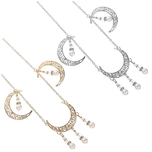 BESTYASH 2stücke Vintage Mond Anhänger Stirnkette Haarschmuck Für Frauen Haarband Kopf Kette Schmuck Zubehör von BESTYASH