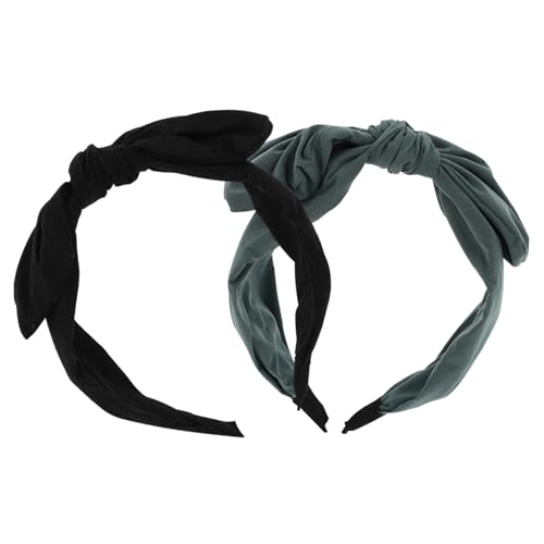 BESTYASH 2 Stück Breites Knotendes Stirnband mit Großem Schleifen Design für Damen Mädchen Teens Weiches Stoff Haarband Komfortabel für Alltag Party Schule und Freizeit Zufällige Farbe von BESTYASH