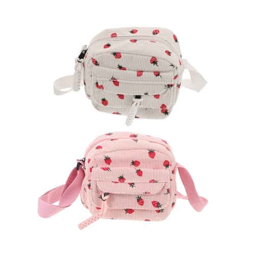 BESTYASH 2 Stück Corduroy Erdbeer Schultertasche Damen Leichte Umhängetasche mit Verstellbarem Gurt Weiches Strapazierfähiges Material Vielseitig Tragbar für Alltag Reise und Arbeit BESTYASH 2 Stück Corduroy Erdbeer Schultertasche Damen Leichte Umhängetasche mit Verstellbarem Gurt Weiches Strapazierfähiges Material Vielseitig Tragbar für Alltag Reise und Arbeit von BESTYASH