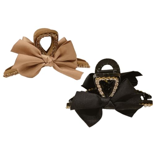 BESTYASH 2 Stück Damen Haarklammer mit Schleifen Design Kreative Haarspange aus Hochwertigem Material für Haarstyling Schwarz und Khaki für und Mädchen von BESTYASH